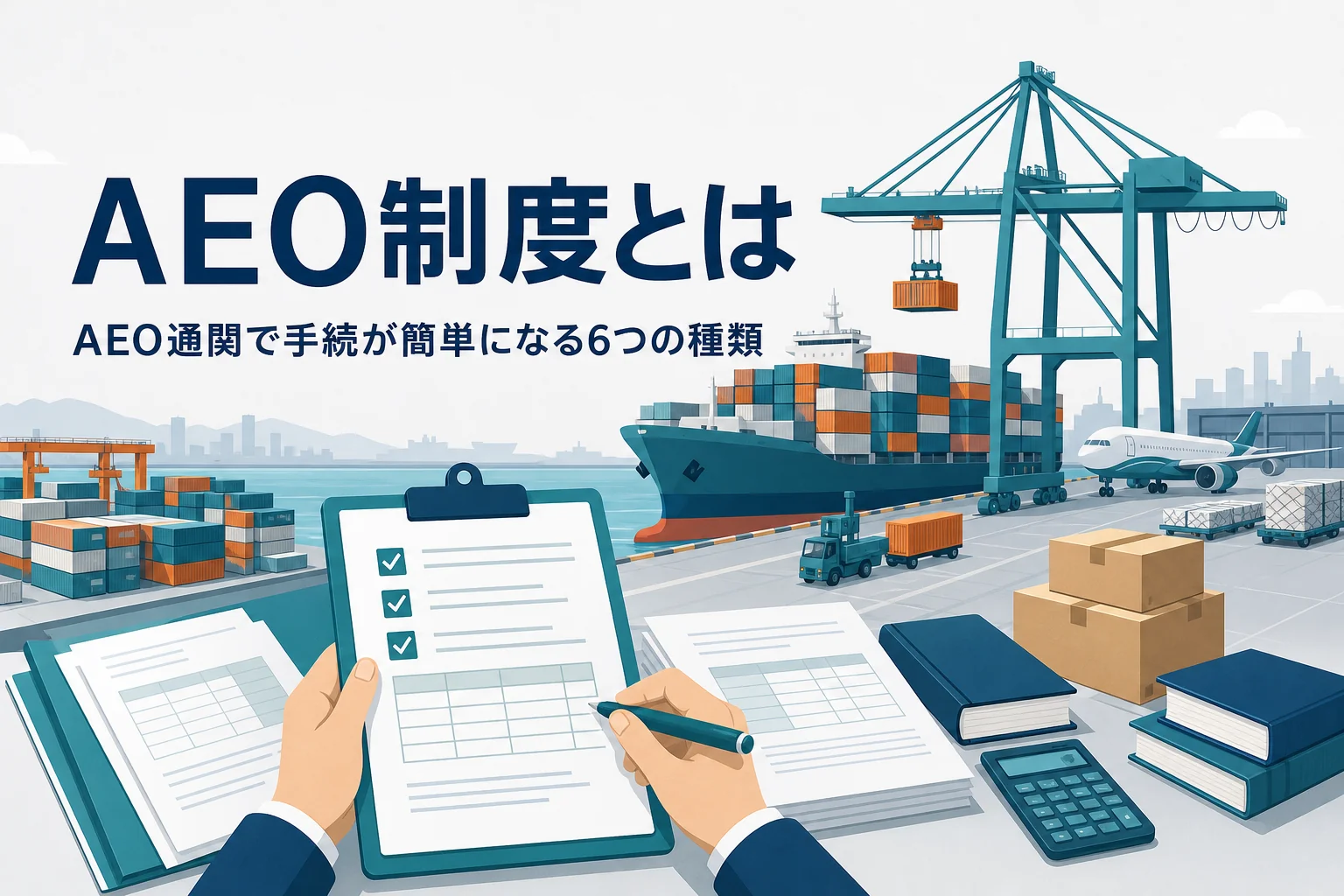 AEO制度と、AEO通関で手続が簡単になる種類を扱う記事のアイキャッチ