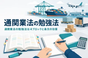 通関業法の勉強法と、得点を安定させるコツを扱う記事のアイキャッチ