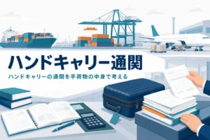 手荷物で商品やサンプルを運ぶハンドキャリーの通関を扱う記事のアイキャッチ