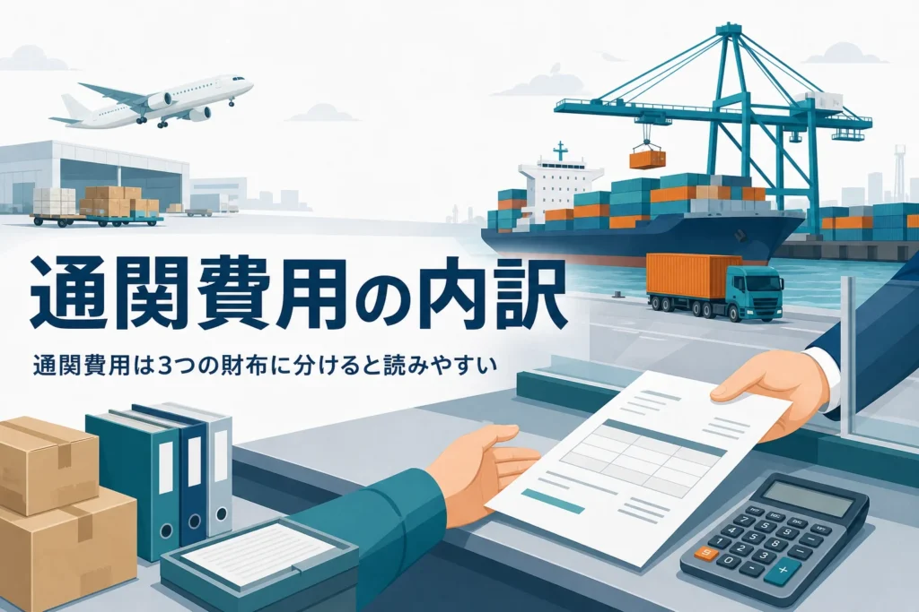 通関費用の内訳を3つに分けて解説する記事のアイキャッチ