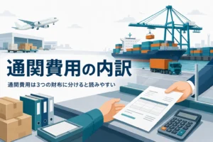 通関費用の内訳を3つに分けて解説する記事のアイキャッチ