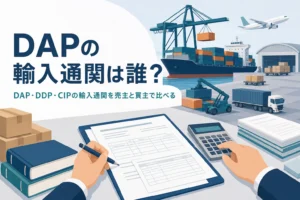 DAP・DDP・CIPの輸入通関を誰がするかを扱う記事のアイキャッチ