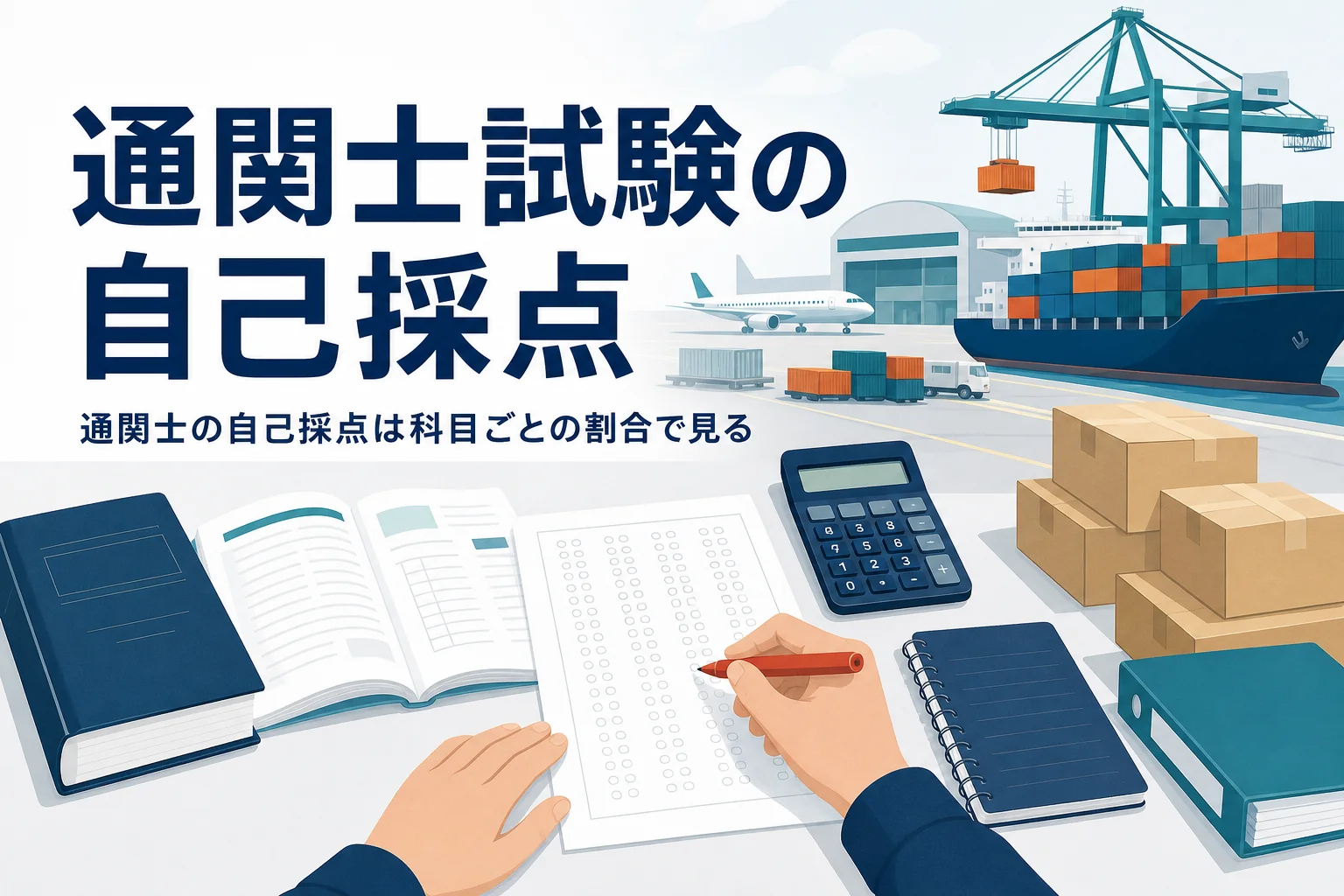 通関士試験の正答と自己採点、試験後から合格発表までにすることを扱う記事のアイキャッチ