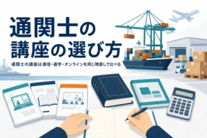 通関士の講座・スクールを通信・通学・オンラインで比べる記事のアイキャッチ
