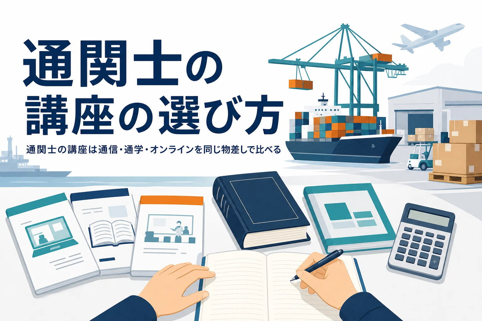通関士の講座・スクールを通信・通学・オンラインで比べる記事のアイキャッチ