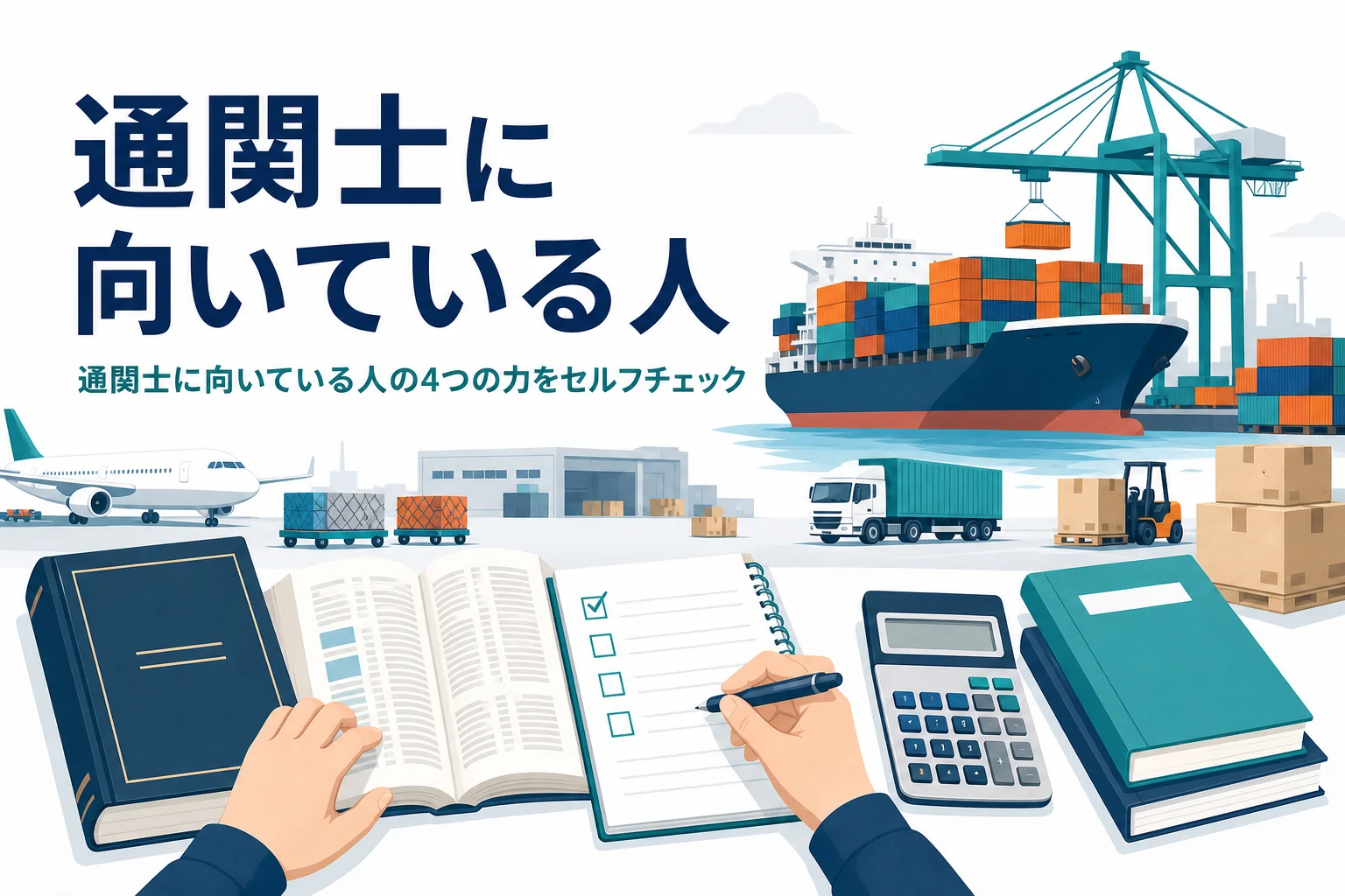 通関士に向いている人を4つの力でセルフチェックする記事のアイキャッチ