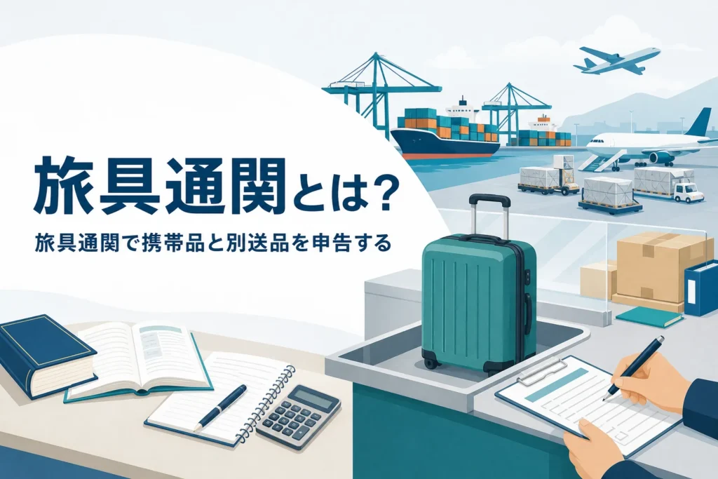 旅具通関で携帯品と別送品を申告する方法を扱う記事のアイキャッチ