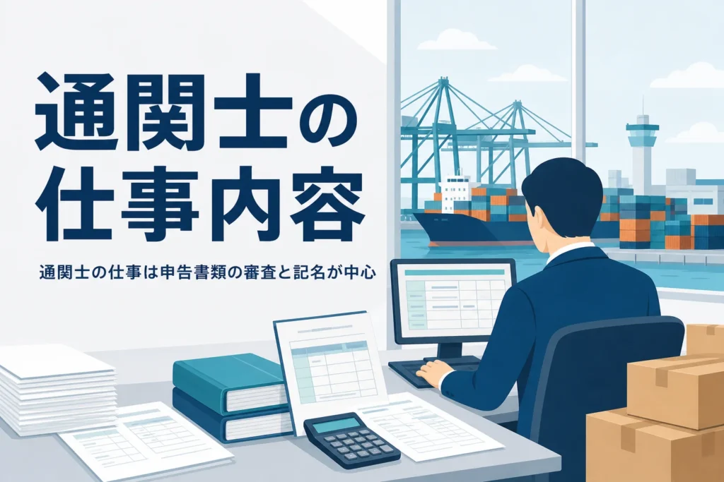 通関士の仕事内容と1日の流れを扱う記事のアイキャッチ