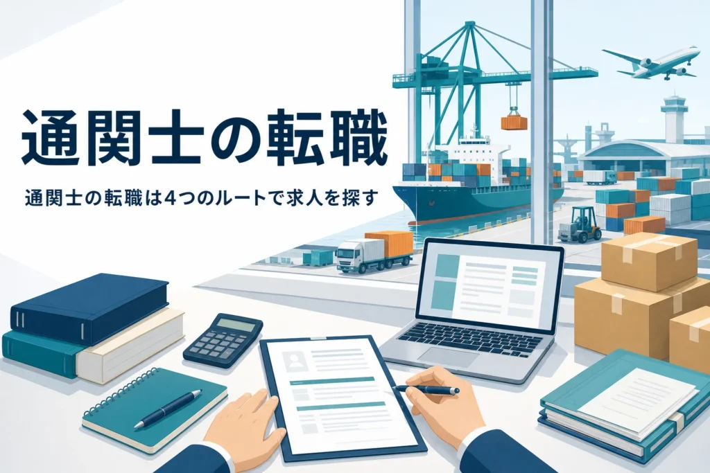 通関士の転職と求人の探し方を4つのルートで考える記事のアイキャッチ