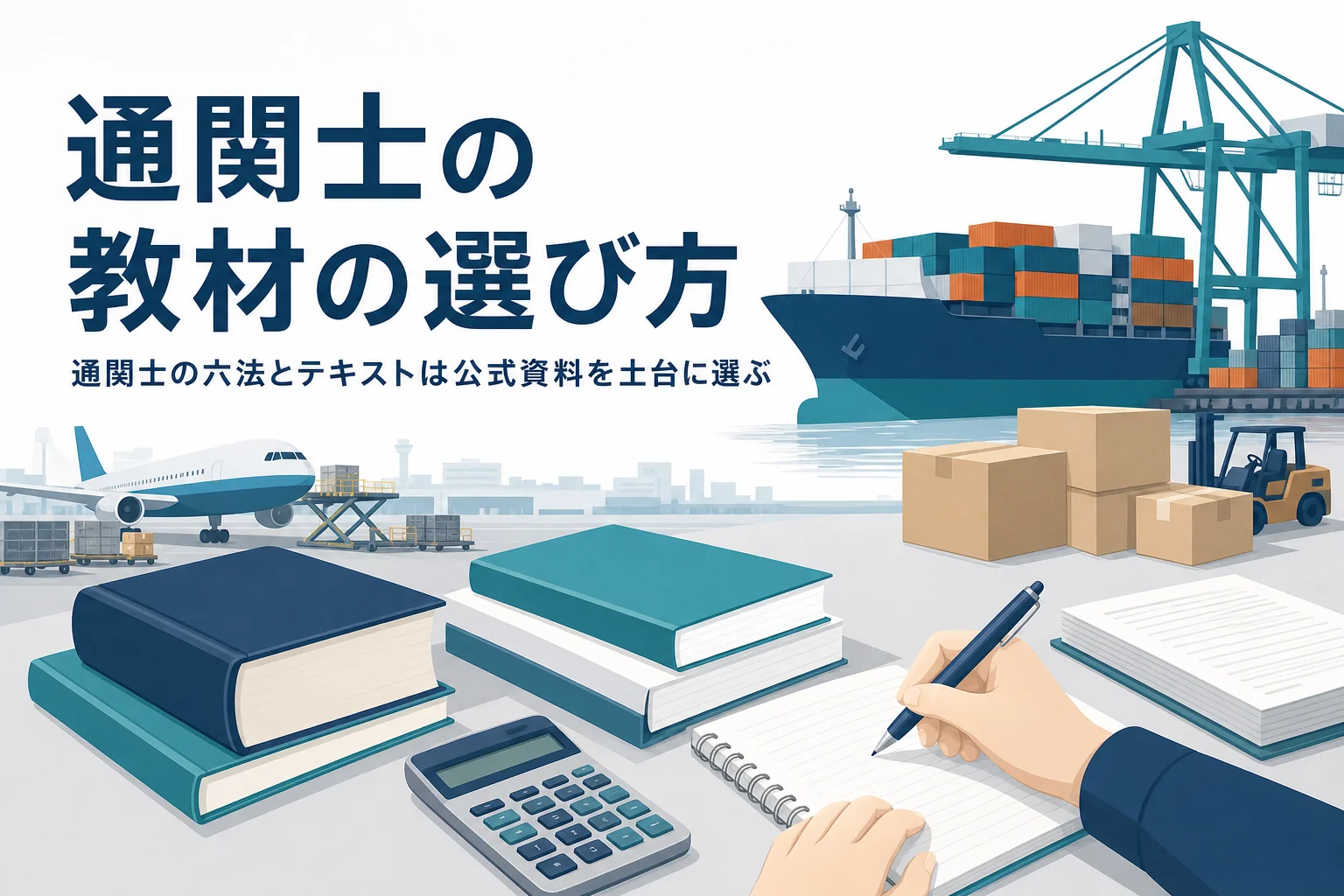 通関士の六法とテキスト、問題集の選び方と組み合わせ方を扱う記事のアイキャッチ