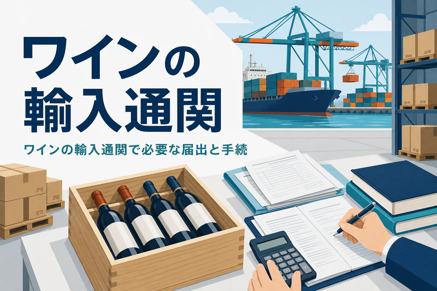 ワインの輸入通関で必要な届出と手続を扱う記事のアイキャッチ