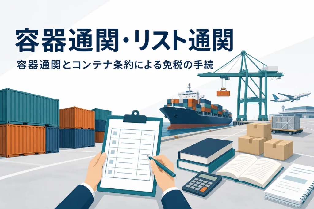 容器通関・リスト通関と呼ばれる、コンテナ条約による免税の手続を扱う記事のアイキャッチ
