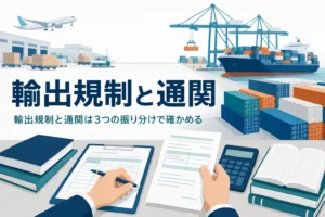 輸出できない物と許可が要る物、外為法の輸出規制と該非判定を扱う記事のアイキャッチ