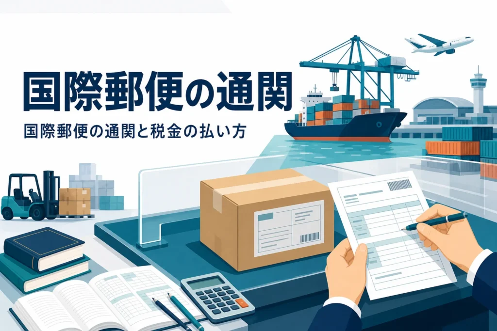 国際郵便の通関と税金の払い方を扱う記事のアイキャッチ